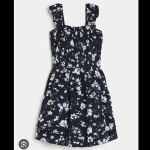Hollister Navy Floral Flutter Sleeve Dress